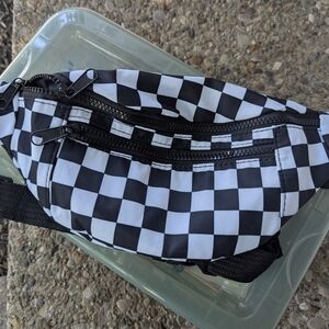 Checkered Black and White Men's Bag